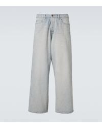 Balenciaga - Leather-Trimmed Wide-Leg Jeans - Lyst