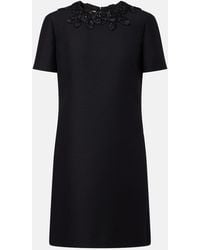 Valentino - Embellished Wool And Silk Minidress - Lyst