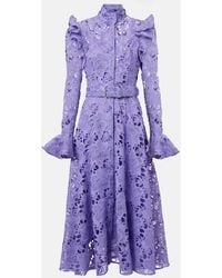 LEO LIN - Aliyah Floral Ruffled Lace Midi Dress - Lyst