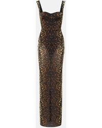 Alex Perry - Leopard-Print Mesh Gown - Lyst