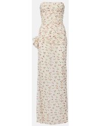 Magda Butrym - Floral Ruched Strapless Maxi Dress - Lyst