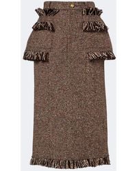 Sacai - Fringed Peplum Tweed Midi Skirt - Lyst