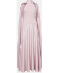 Solace London - Cece Halterneck Crepe And Satin Gown - Lyst