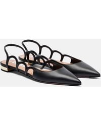 Aquazzura - Endless Love Leather Slingback Flats - Lyst