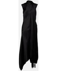 Acne Studios - Fringed Scarf-Detail Satin Midi Dress - Lyst