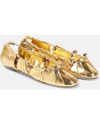 Chloé - Luna Cutout Metallic Leather Ballet Flats - Lyst