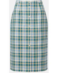 Prada - Plaid Cotton Poplin Pencil Skirt - Lyst