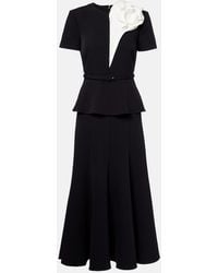 Roland Mouret - Floral-Applique Crepe Midi Dress - Lyst