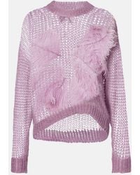 The Attico - Jersey Calado En Mezcla De Mohair Con Plumas - Lyst