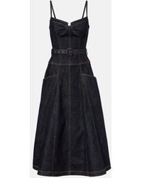 Self-Portrait - Belted Denim Bustier Dress - Lyst
