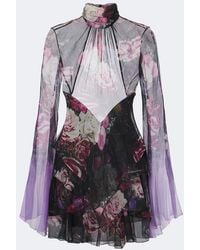 Roberto Cavalli - Floral Open-Back Silk Minidress - Lyst