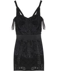 Dolce & Gabbana Minikleid mit Spitzenbesatz - Blau