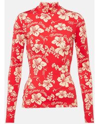 Marine Serre - Bedrucktes Top Second Skin Aus Jersey - Lyst