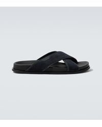 Brioni - Leather-Trimmed Suede Sandals - Lyst