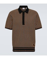 Burberry - Check Cotton Blend Polo Shirt - Lyst