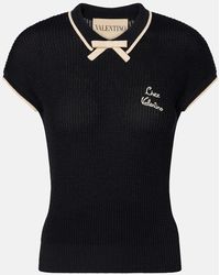Valentino - Bow-Detail Logo Cotton-Blend Top - Lyst