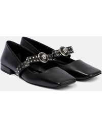 Versace - Gianni Ribbon Studded Leather Ballet Flats - Lyst