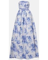 Carolina Herrera - Vestido De Fiesta Con Bustier De Tafetan Floral - Lyst