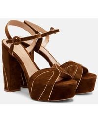 Gianvito Rossi - 125 Suede Platform Sandals - Lyst