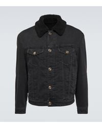 Versace - Blouson Faux Shearling-lined Denim Jacket - Lyst