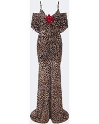 Blumarine - Floral-Applique Leopard-Print Jersey Maxi Dress - Lyst