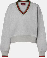 Gucci - Web Stripe Cotton-Blend Jersey Sweatshirt - Lyst