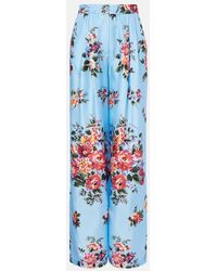 Dolce & Gabbana - Floral Silk Wide-Leg Pants - Lyst