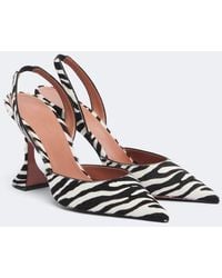 AMINA MUADDI - Holli Zebra-Print Calf Hair Slingback Pumps - Lyst