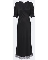 RIXO London - Annina Lace-Trimmed Satin Midi Dress - Lyst
