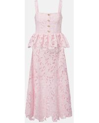 Self-Portrait - Peplum Lace Midi Dress - Lyst