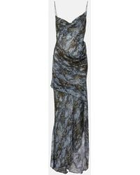 Christopher Esber - Snake-Print Draped Silk Maxi Dress - Lyst