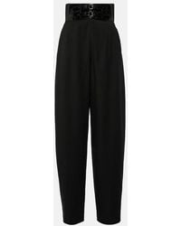 Alaïa - High-Rise Wool Wide-Leg Pants - Lyst