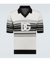Dolce & Gabbana - Logo Striped Silk Jacquard Polo Shirt - Lyst