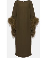 ‎Taller Marmo - Del Lago Feather-Trimmed Midi Dress - Lyst