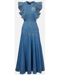 ALÉMAIS - Stephi Ruffled Denim Maxi Dress - Lyst