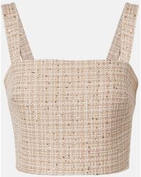 Elie Saab - Checked Sequined Tweed Crop Top - Lyst