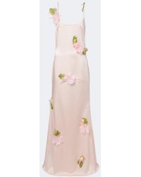 The New Arrivals Ilkyaz Ozel - Nara Feather-Trimmed Satin Gown - Lyst