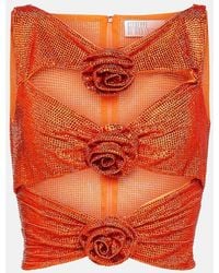 GIUSEPPE DI MORABITO - Embellished Cutout Crop Top - Lyst
