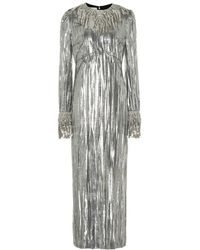Gucci Abito lungo in velluto lamé con cristalli - Metallizzato