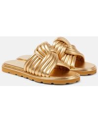 Gianvito Rossi - Ottavia Metallic Leather Slides - Lyst