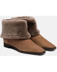 TOTEME - Shearling-Lined Suede Ankle Boots - Lyst