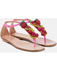 Aquazzura - Strawberry Punch Raffia Thong Sandals - Lyst