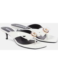 Versace - Gianni Ribbon 45 Patent Leather Mules - Lyst