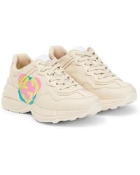 Gucci Rhyton Printed Leather Sneakers - Natural
