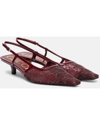 Gucci - Damenpumps Mit Fersenriemchen Und Gg Kristallen, Grösse - Lyst