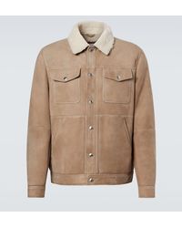 Brunello Cucinelli - Shearling-Trimmed Suede Jacket - Lyst
