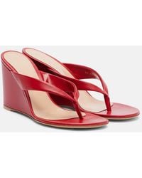 Gianvito Rossi - Leather Wedge Thong Sandals - Lyst