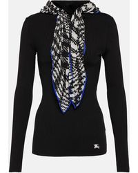 Burberry - Scarf-detail Ribbed-knit Sweater - Lyst