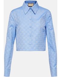 Gucci - GG Cropped Cotton Oxford Shirt - Lyst