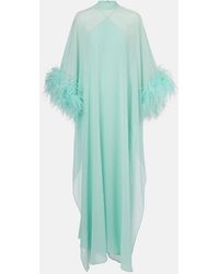 ‎Taller Marmo - Penelope Feather-Trimmed Silk Kaftan - Lyst